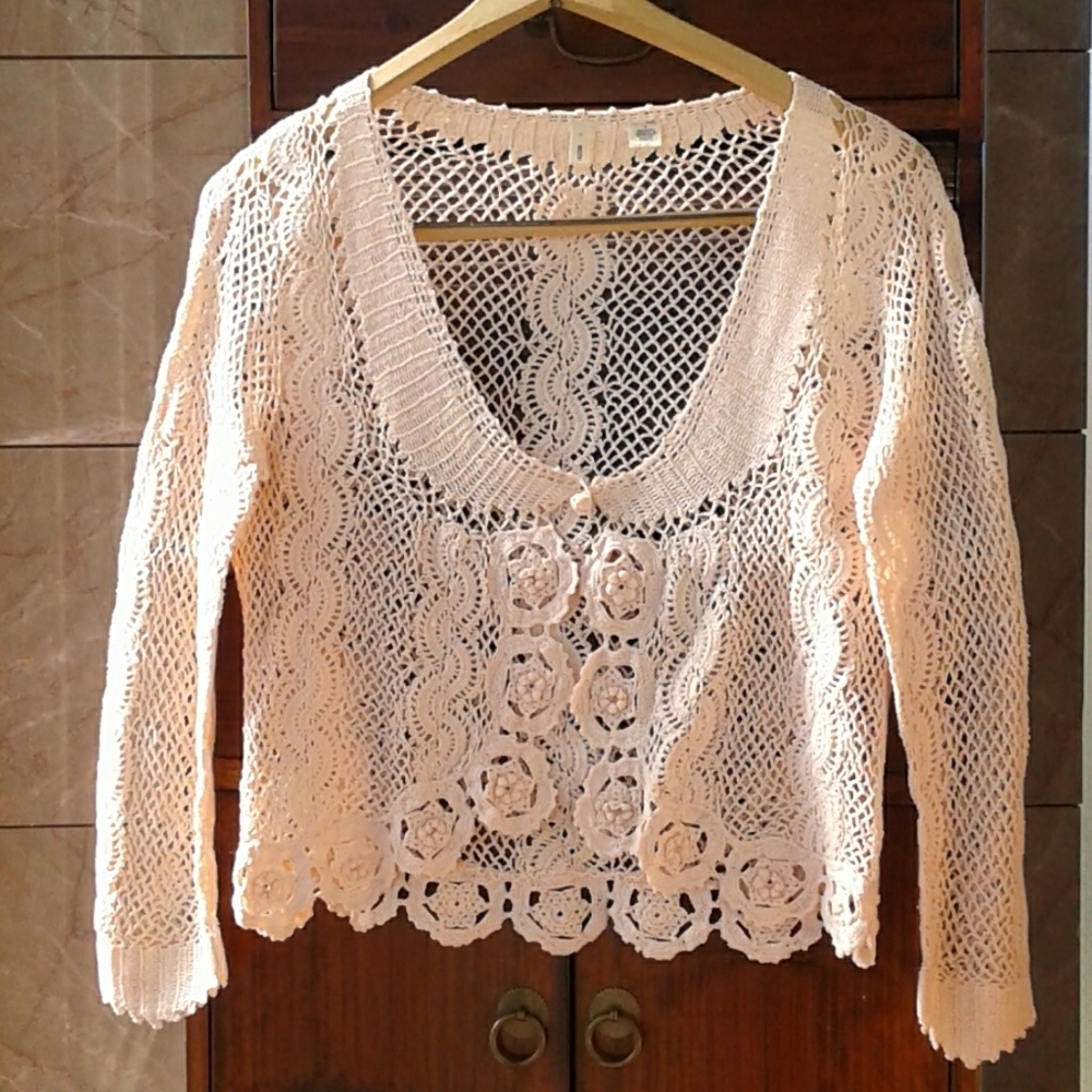 Moth Eyelet Lace crochet open cardigan..